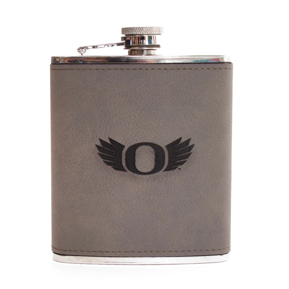 O Wings, Timeless Etchings, Grey, Flasks, Home & Auto, 7 ounce, Leather, 986442